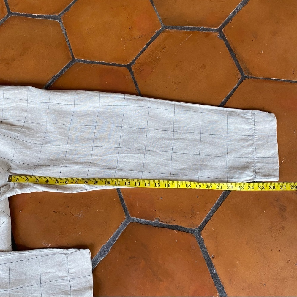 Madewell Linen Pleated Taper Wide-Leg Pants Windowpane Lagenlook Quiet Luxury 2 - Picture 5 of 10